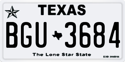 TX license plate BGU3684