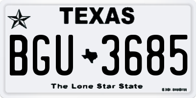TX license plate BGU3685
