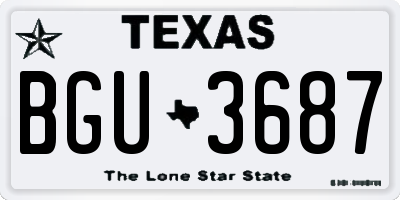TX license plate BGU3687