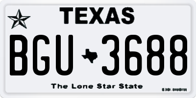 TX license plate BGU3688
