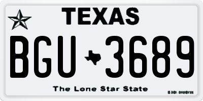 TX license plate BGU3689
