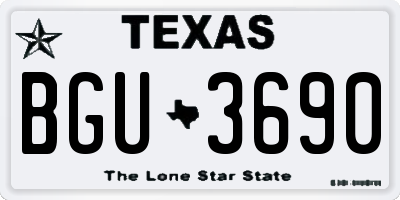 TX license plate BGU3690