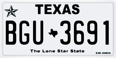 TX license plate BGU3691