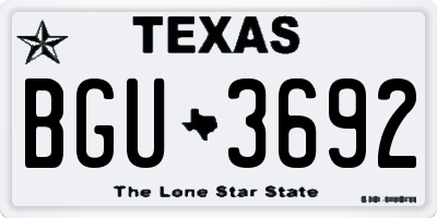 TX license plate BGU3692