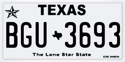TX license plate BGU3693