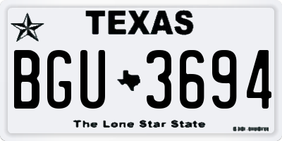 TX license plate BGU3694