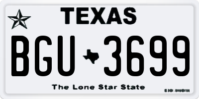 TX license plate BGU3699