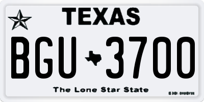 TX license plate BGU3700