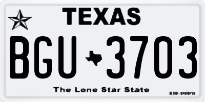 TX license plate BGU3703