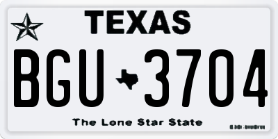 TX license plate BGU3704