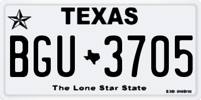 TX license plate BGU3705