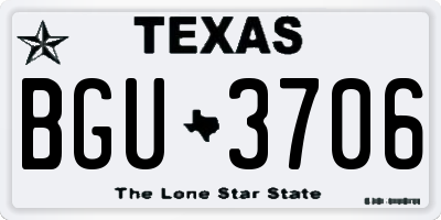 TX license plate BGU3706