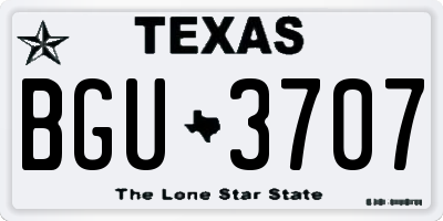 TX license plate BGU3707