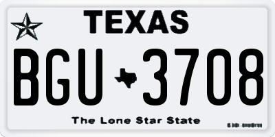 TX license plate BGU3708