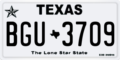 TX license plate BGU3709