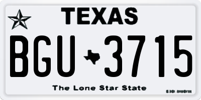 TX license plate BGU3715