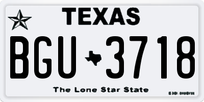 TX license plate BGU3718