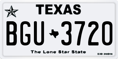 TX license plate BGU3720
