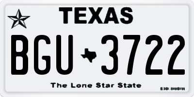 TX license plate BGU3722