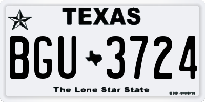 TX license plate BGU3724