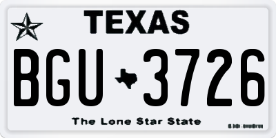 TX license plate BGU3726