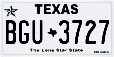 TX license plate BGU3727