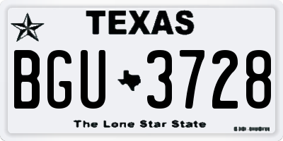 TX license plate BGU3728