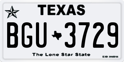 TX license plate BGU3729