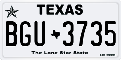 TX license plate BGU3735