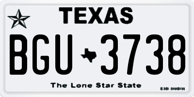 TX license plate BGU3738