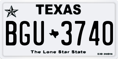 TX license plate BGU3740