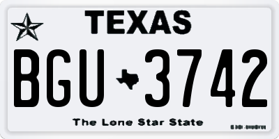TX license plate BGU3742
