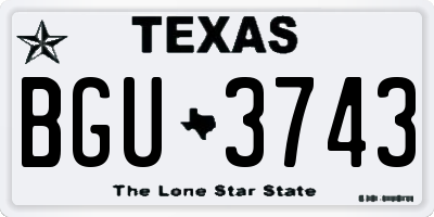 TX license plate BGU3743