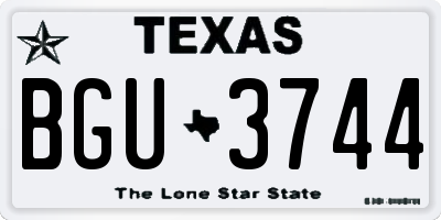 TX license plate BGU3744