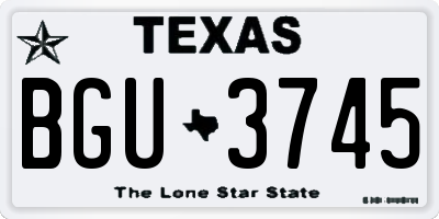 TX license plate BGU3745