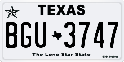 TX license plate BGU3747