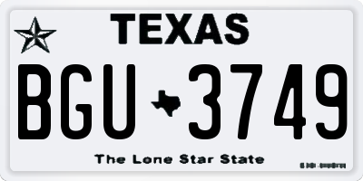 TX license plate BGU3749