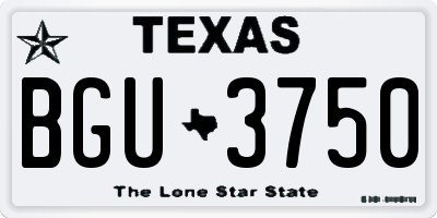 TX license plate BGU3750