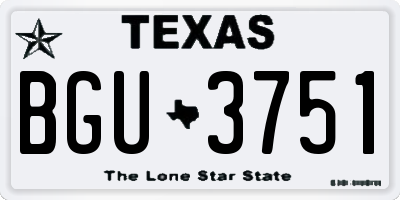 TX license plate BGU3751