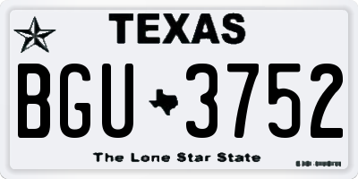 TX license plate BGU3752