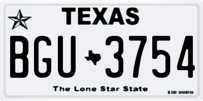 TX license plate BGU3754