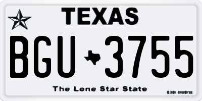 TX license plate BGU3755