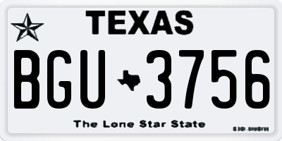 TX license plate BGU3756