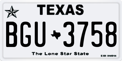 TX license plate BGU3758