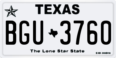 TX license plate BGU3760