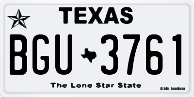 TX license plate BGU3761