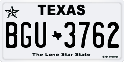 TX license plate BGU3762