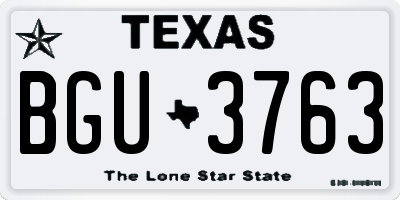 TX license plate BGU3763