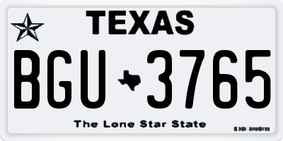 TX license plate BGU3765