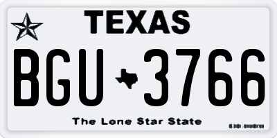 TX license plate BGU3766